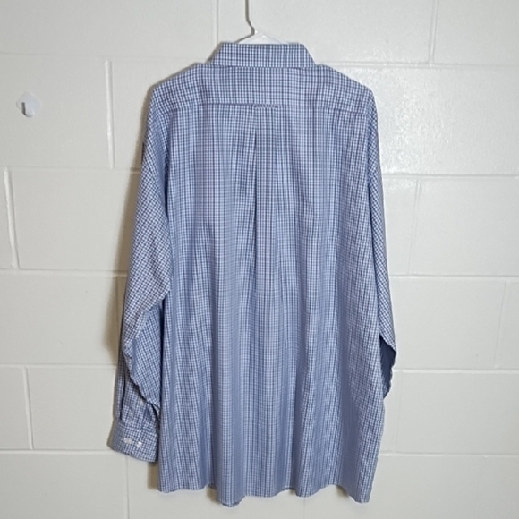 Blue Small Plaid Button Down Shirt Tall Gold Label - Picture 10 of 13